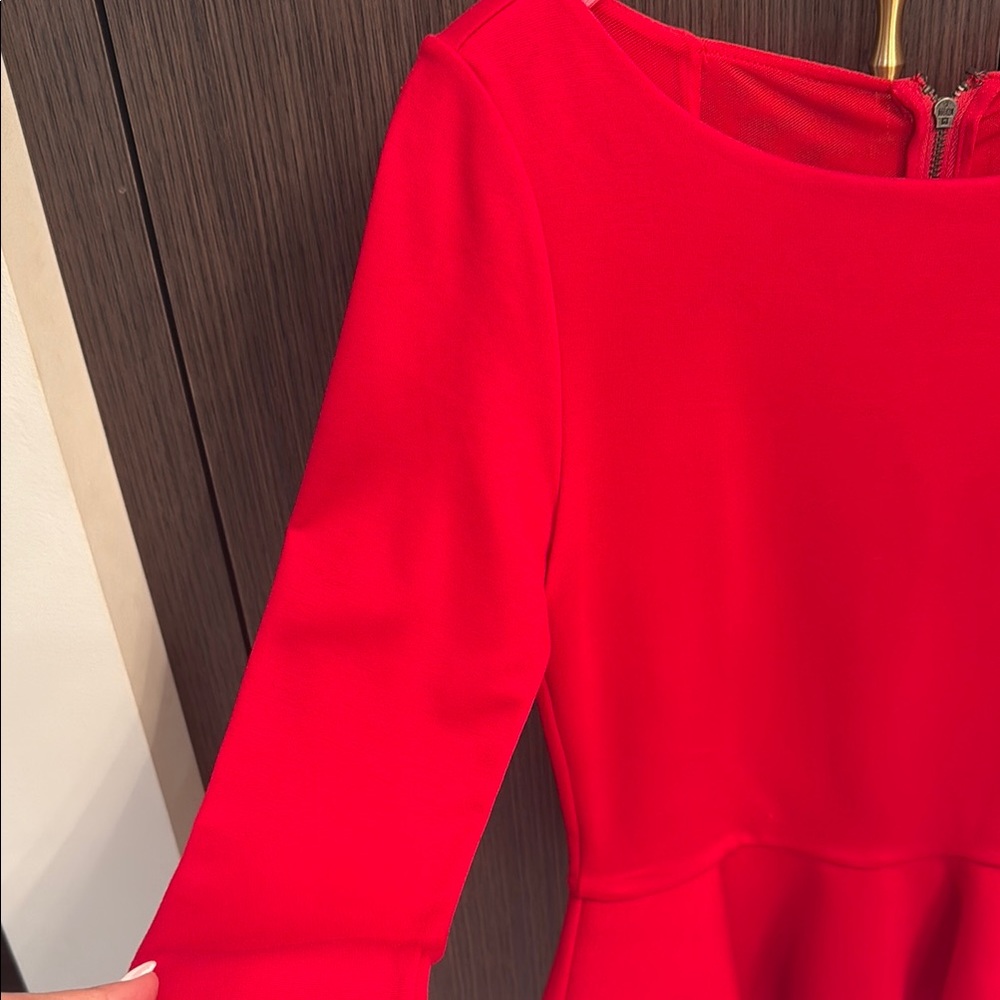 Alice + Olivia Red Long Sleeve Peplum Blouse - Picture 3 of 16